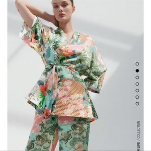 Zara Large patchwork printed kimono and pants set